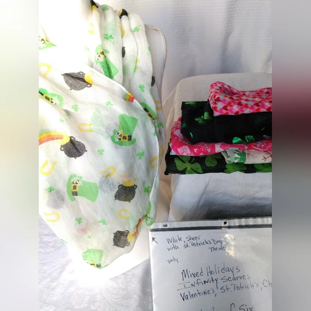 Holiday Infinity Scarf Scarves Lot of 6 Collection Bundle Holidays